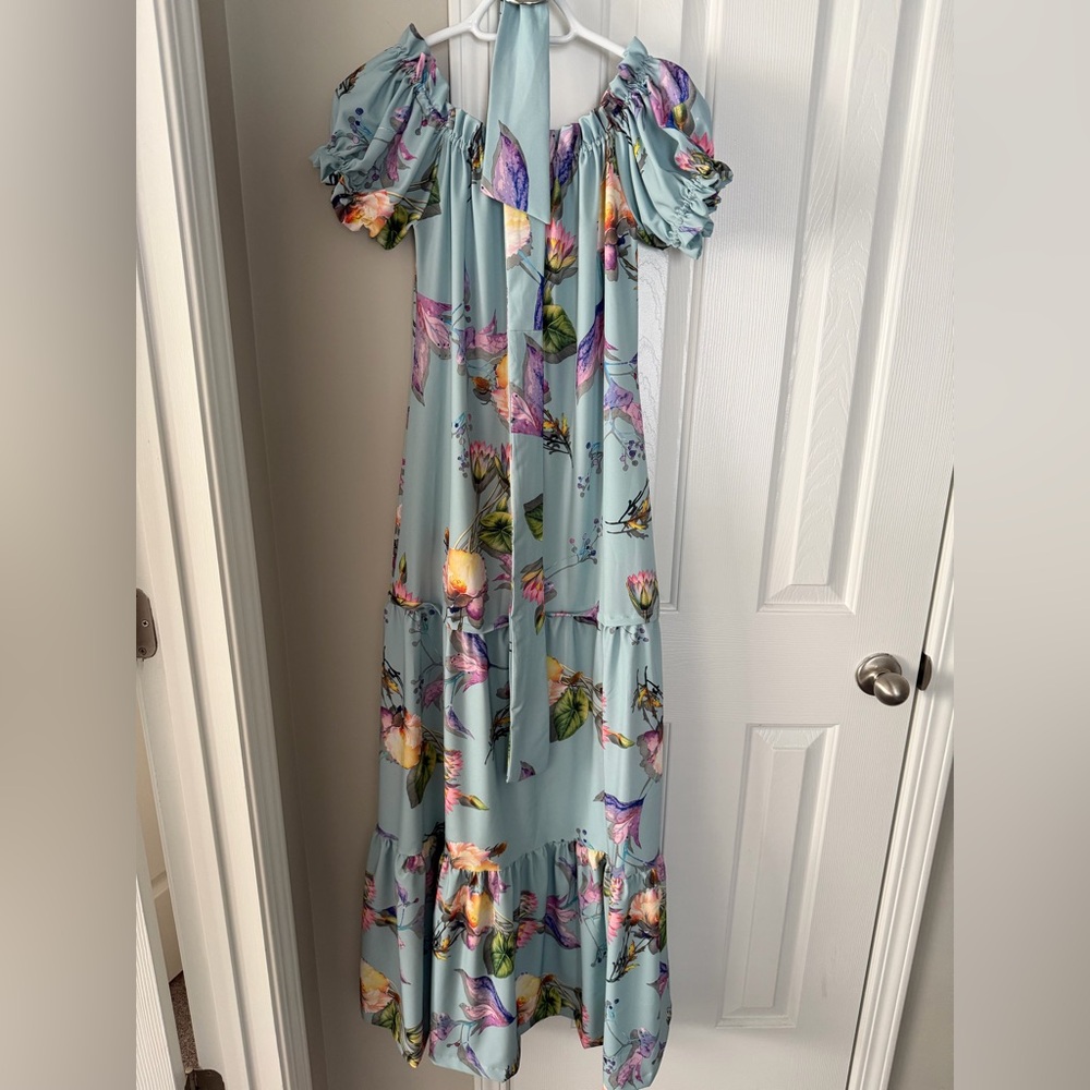 Floral Maxi Dress in Light Blue